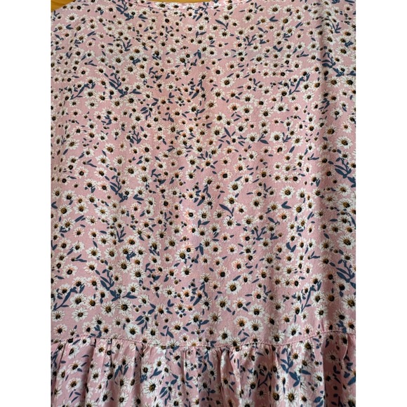 Romwe Pink Floral Ruffle Button Front Short Sleeve Mini Dress Women Size S - Picture 9 of 12